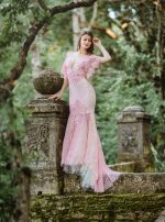 Нежно-розовое свадебное и вечернее платье — изображение 8