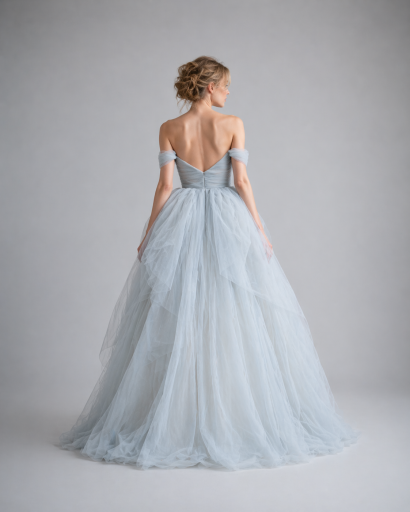 Cеро-голубое Свадебное Платье - Orfey gown — изображение 3